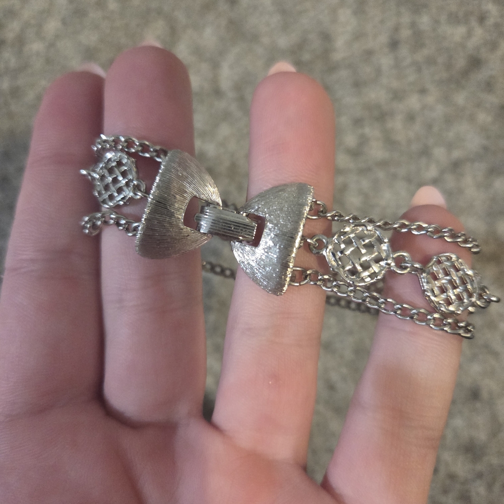 Monet Silver Bow Chain Bracelet